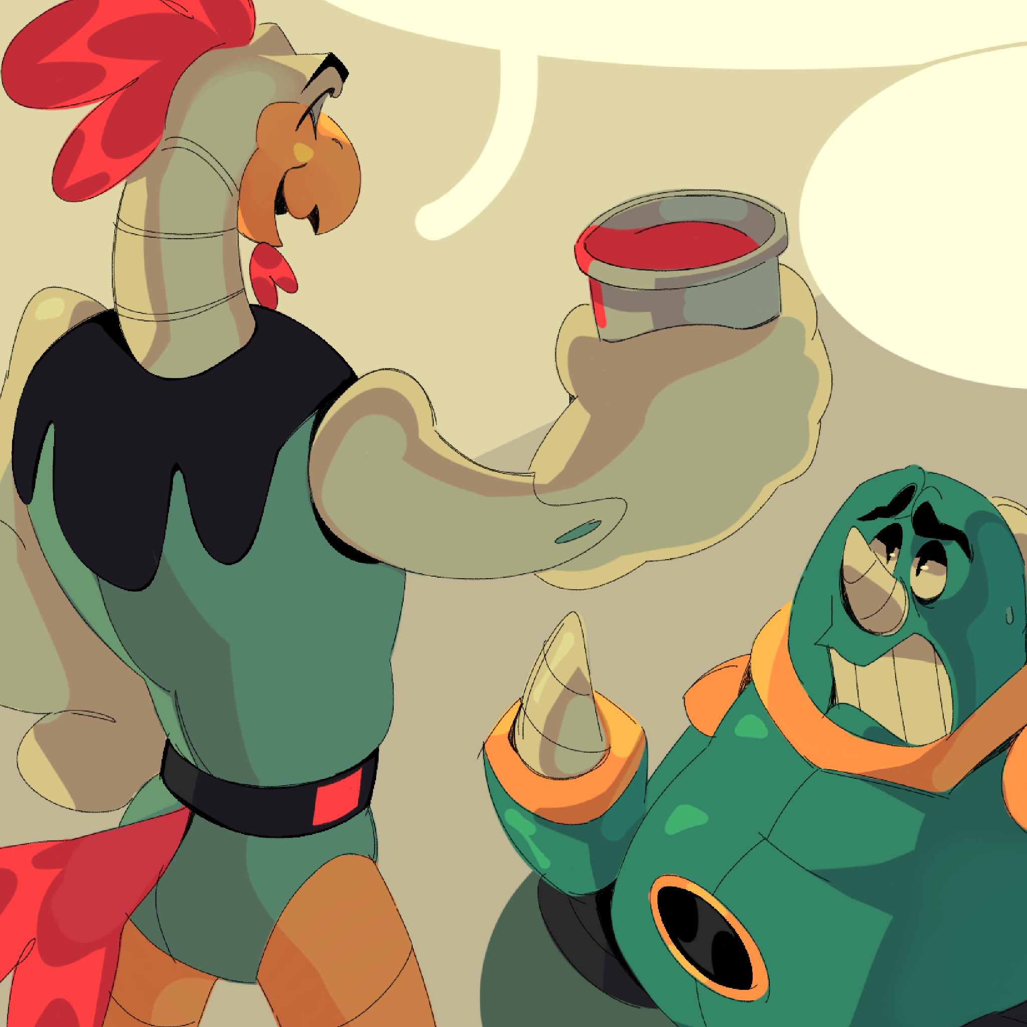 Digital illustration of Scratch and Grounder used decoratively